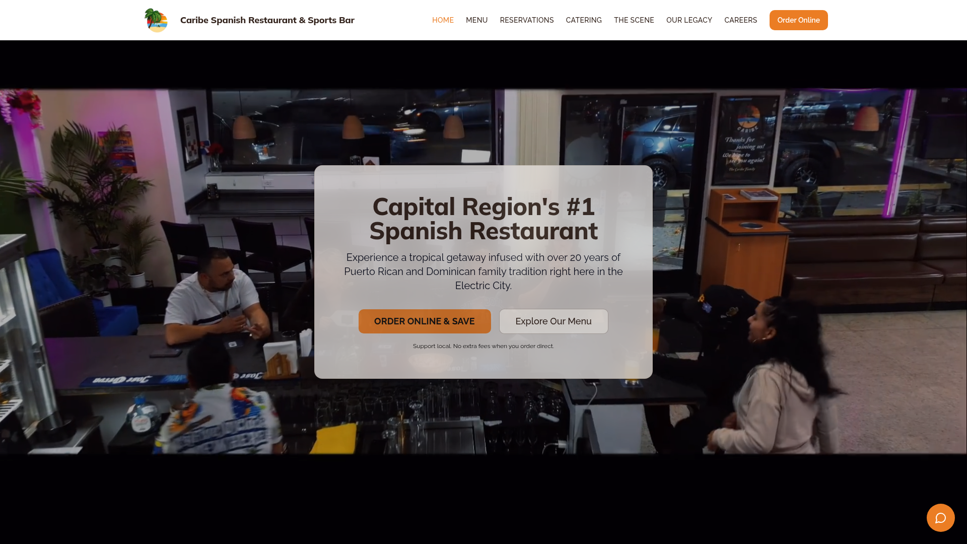 Caribe Spanish Restaurant & Sports Bar website screenshot