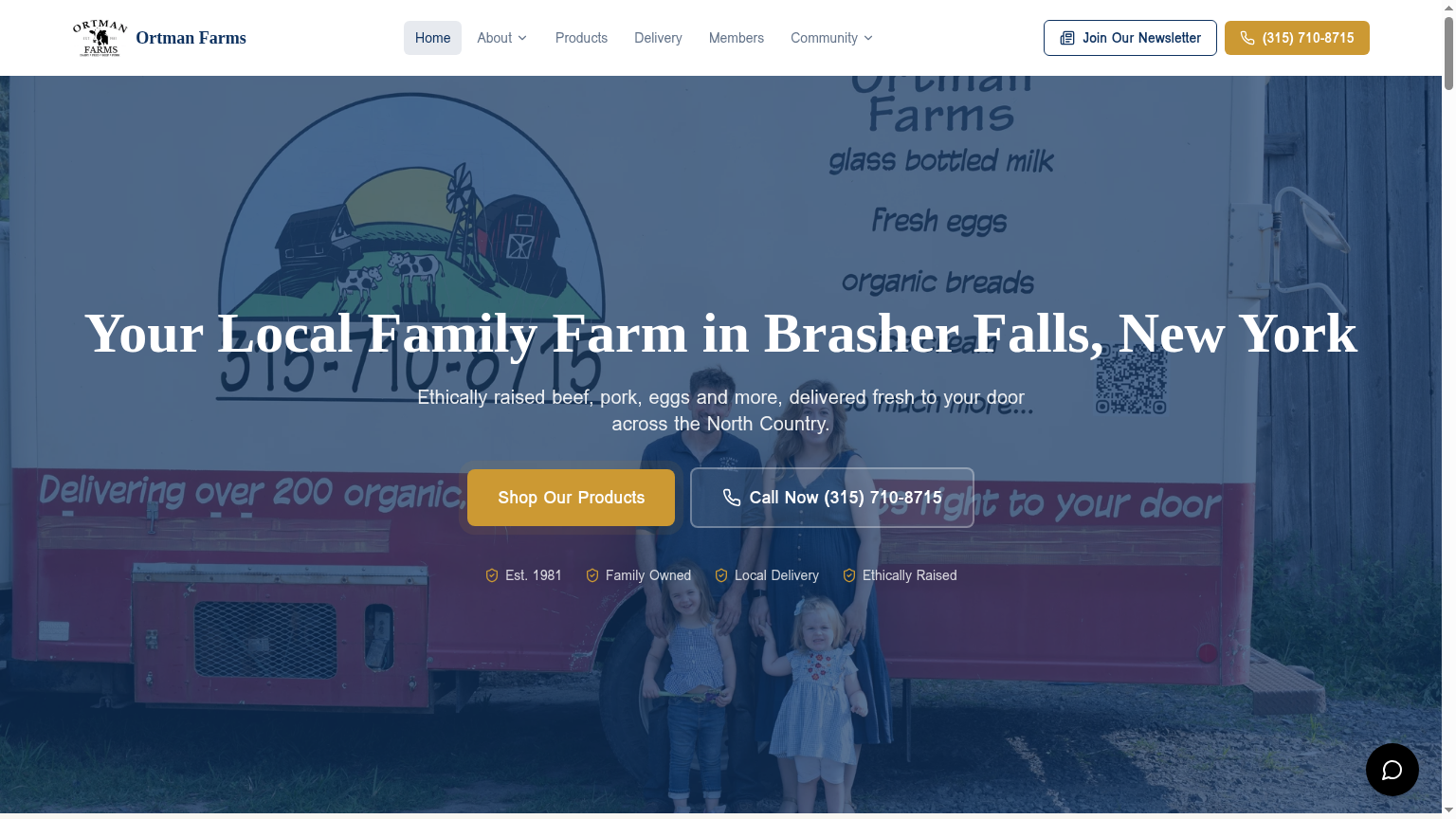 Ortman Farms website screenshot